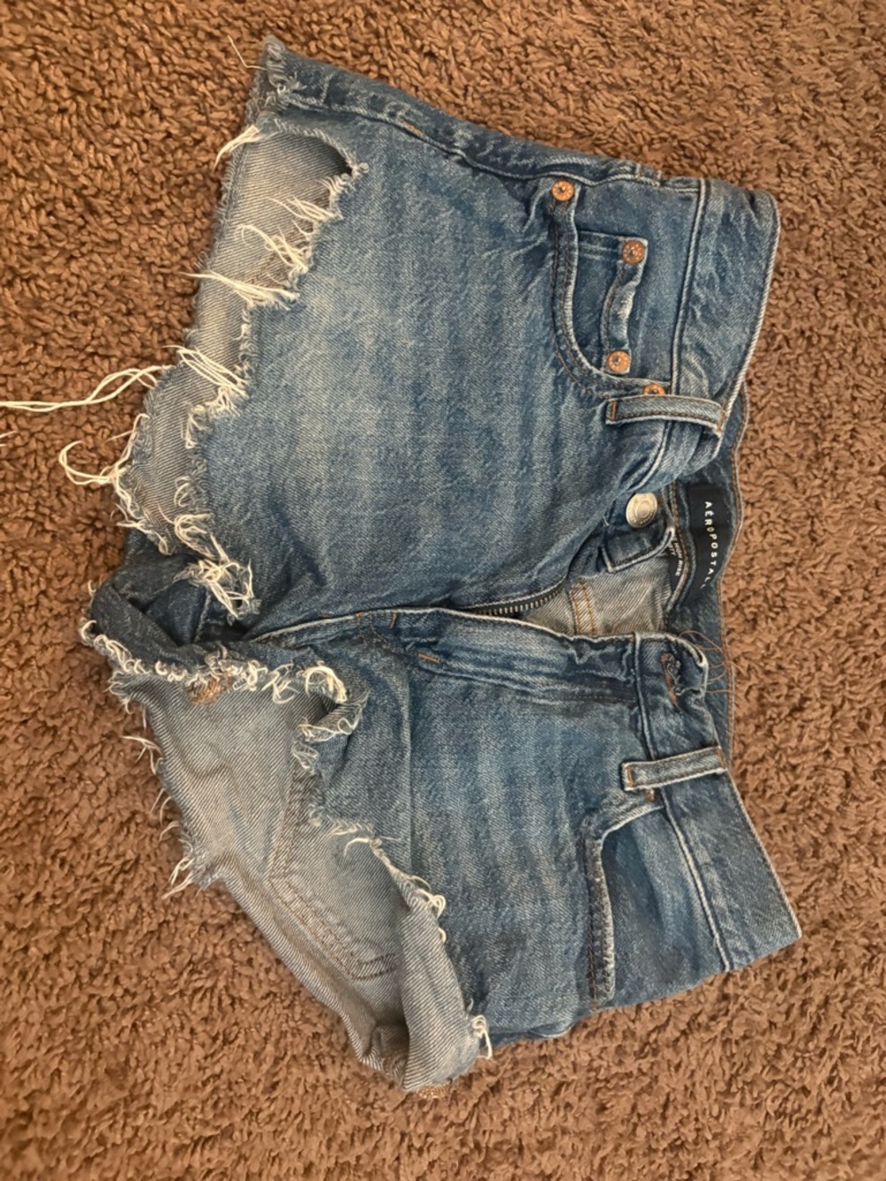 Abercrombie & Fitch Blue Frayed Hem Denim Shorts